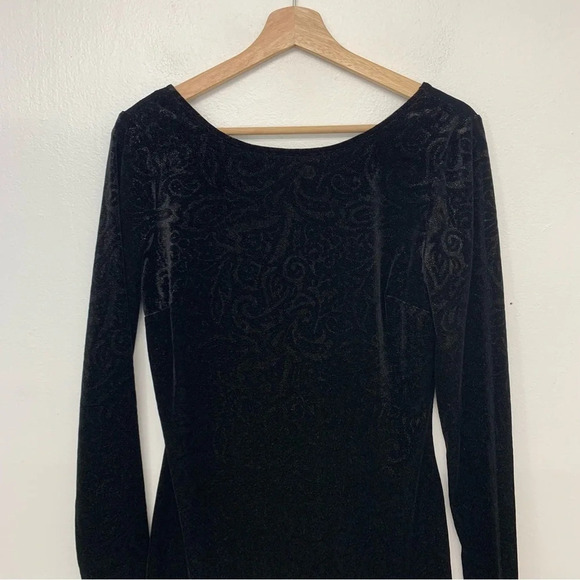 Cache Blouse Top Woman Small  Black Velvet Metallic Long Sleeve Sparkle Stretch - Picture 2 of 11